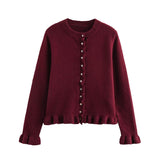 Fongt Autumn New Temperament Round Neck Simple Stacked Knitted Coat 2756114