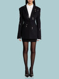 Fongt Personality Design Metal Decorative Suit Jacket Woman | Self-Fit Layout Commuting Workplace Fashion Temperament