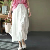 Fongt Half Dress Girl New Big Swing Skirt Solid Color Fluffy Skirt Fluffy Skirt Double Breathable Literary Waist Tight