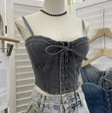Fongt Beat With Chest Pad Adjustable Strap With Denim Vest Strap Strap Slings Bras