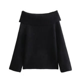 2024 Autumn And Winter New Women's Temperament One Shoulder Long Sleeved Sweater Jacket W063 2839-Outfit