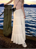 Women White Cake Skirts 2023 Summer Fashion Ladies Casual High Waist Solid Color Female Chic Bottoms-Outfit