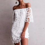 Fongt And Summer 2025 New Color Lace Lace Mid-Sleeve Commuting Dress With Braided Short