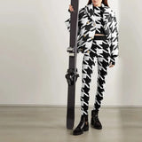 QUALITY Newest 2023 Winter Designer Parka Coat Women's Lion Buttons Houndstooth Printed Down