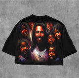 Fongt T-Shirt Five-Sleeved Loose Hip-Hop Top Tide Brand Series
