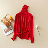 New-Coming Autumn Winter Tops Solid Turn-Down Collar Pullovers Female Thick Turtleneck Knitted High Street Women