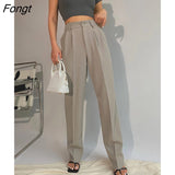 New Office Lady High Quality Elegant Casual Fashion Wide Leg Women Female Pants Hot