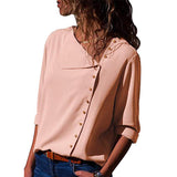 Tops And Blouses 2020 Fashion Long Sleeve Skew Collar Chiffon Blouse Casual Tops Plus Size Elegent Work Wear