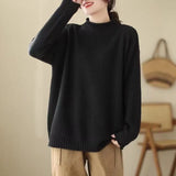 Fongt Meat-Covered Lady Knitted Sweater Autumn/Winter 2025 Autumn/Winter New Half-High Collar Design Casual Comfortable Top