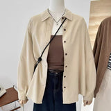 Fongt Velvet Solid-Colored Shirt Women's New Spring Retro Korean Version Of Loose And Loose Lazy Casual Blouse