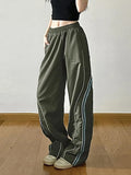 Vintage Striped Piping Baggy Sweatpants-Outfit