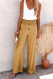 Fongt Women's Spring And Summer New Women's Pants Solid Cotton Tampons Tight Loose Leisure Wide Legs Women's Trousers
