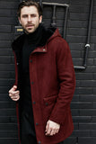 Fongt Long Jacket Fur One-Piece Velvet Jacket Multi-Grain Hooded Men's Coat