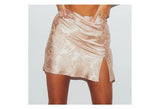Satin Split Mini Skirt-Outfit