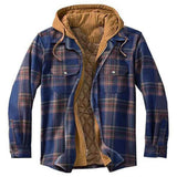 Fongt Plaid Cotton Coat Large Size Hooded Shirt Jacket