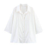 Fongt Women's Explosive Linen Long-Sleeved V-Neck Casual Shirt + Linen Mid-Rise Wide-Legged Trousers