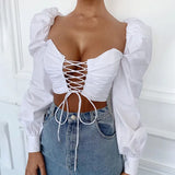 Neck Hollow Out Long Sleeve Crop
