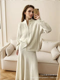 Fongt Loose Knitted Suit Women 2025 Autumn And Winter New Zipper Sweater + Fishtail Skirt