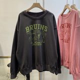 Fongt Long-Sleeved Hoodie Female Autumn 2023 New Women's Wear Students Loose Round Collar Jacket Versatile Letter Coat
