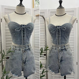 Fongt Beat With Chest Pad Adjustable Strap With Denim Vest Strap Strap Slings Bras