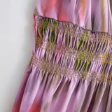 Fongt Women's Clothing Explosion Tie-Dye Printing Belt Sling Dress French Fashion Temperament