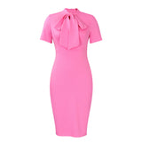 Fongt Women's Fashion Short-Sleeved Strapped Pencil Dress Professional Temperament Tongle African Dress