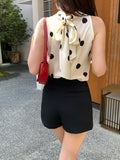 Fongt Not Refund] Xixi 13 Line Summer Wave Dot Small Shirt Chindless T-Shirt Top Lady 89315