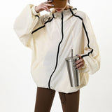 Fongt Feeling Spell Color Line Function Wind Outdoor Hooded Coat Female Summer New Street Versatile Sunscreen Clothes-Outfit