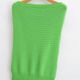 Fongt Summer New Sexy Hottie Body Shape Straight Green Dress Sleeveless Knit Dress
