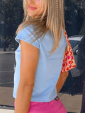 Letter Pattern Crop Top-Outfit