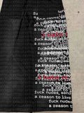 Fongt Design Drawstring Double Waist Letter Print Loose Hip Hop Sports Straight Black Broad Leg Trousers