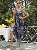 Women's Wear Station Summer New Print Sexy V Collar Sleeveless Dress-Outfit