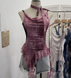 Vietnamese Niche Hot Girls Unristered Ribbon Vest Repair Hanging Neck Short Sling