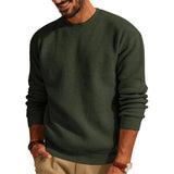Fongt Solid Color Round Neck Sweater Jumsweater Men's Sweater Waffg Casual Men's