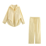 Fongt Women's INS Explosion Fashion Casual And Loose-Fashion Shirt + Trousers Set