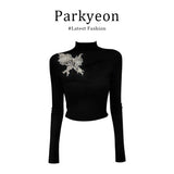 Fongt New Chinese-Style Atmosphere With Bow Embroidered Long-Sleeved Blouse Dress Autumn Burst Suit