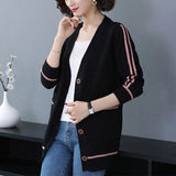 Fashion Women Cardigan Casual 2022 Autumn v Neck Sweater Soft Knitted Korean Single Breasted Pocket Jacket Coat