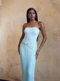 Fongt Spring/Summer New Hot Fashion Style Twisting Flower Fork Long Wool Dress LX0180