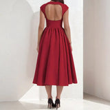 Fongt 2025 French Pure Fashion Elegant Waist Thin Sleeveless Back Hollow Dress