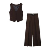 Fongt Women's Clothing INS Net Red Simple Temperament Commuted Sleeveless Suit Vest Top + Pants Suit