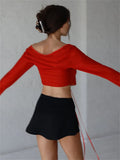 Sexy Women T-shirts Mesh See Through Exposed Navel Crop Top T-shirts Long Sleeve Low-cut Lace-up Solid Clubwear Party-Outfit