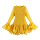 Fongt New Slim Folding Lotus Leaf-Side Ponky Dress