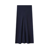 Fongt New Fashion Temperament Silk Hyssy Texture Simple Straight Fan Flute Skirt 8534855
