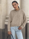 Fongt Autumn And Winter Hot Sale Thick Short Round Neck Solid Color Sweater Bum Basic Women's Clothing
