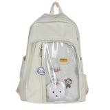 Transparent Backpacks Women Casual Simple Students Preppy Sweet Backpack Girls All-match Travel Bags Side Pockets Chic