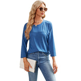 Solid Color Casual Sleeve Round Neck