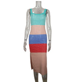 Fongt Summer INS Style Sexy Vacation Dress Sleeveless Suspension Slammed Side Opening Fork Dress Long Dress Woman