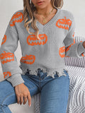 Fongt Shooting Autumn And Winter Halloween Bumpy Pumpkin Cut Long-Sleeved Jacket Sweater Women's Clothing