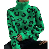 Fongt And Winter New High-Necked Knitted Leopard Sweater