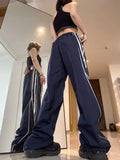 Patchwork Striped Baggy Sweatpants-Outfit